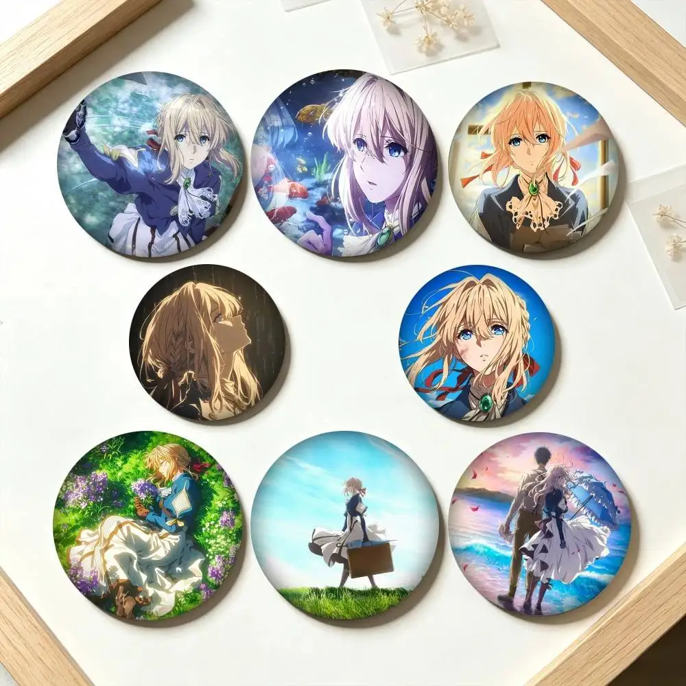 V-Violet Evergarden Anime  25mm 32mm 44mm 58mm 75mm Brooches Badges Pins for Accessories Gift