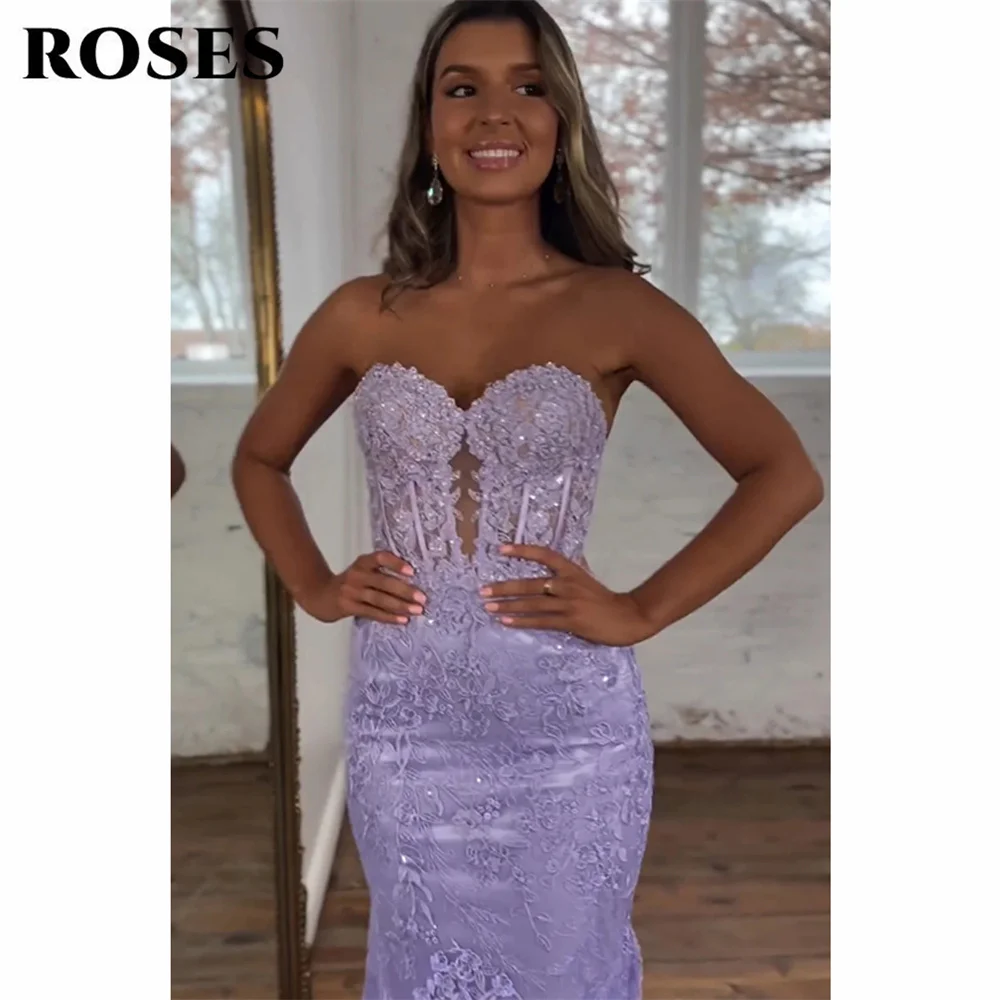 ROSES-Robe de soirée corset dos nu sexy avec appliques, robe de sirène chérie, robe de soirée, charmante CAN ac