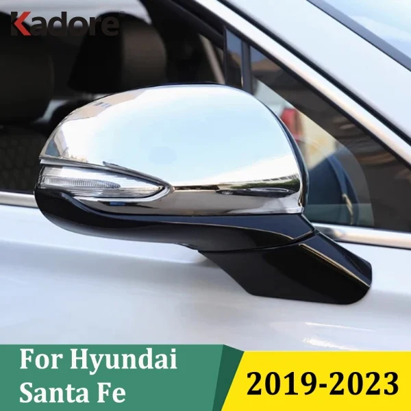 

For Hyundai Santa Fe 2019-2023 Chrome Door Mirror Cover Rearview Mirrors Trim Sticker Car Styling Exterior Accessories