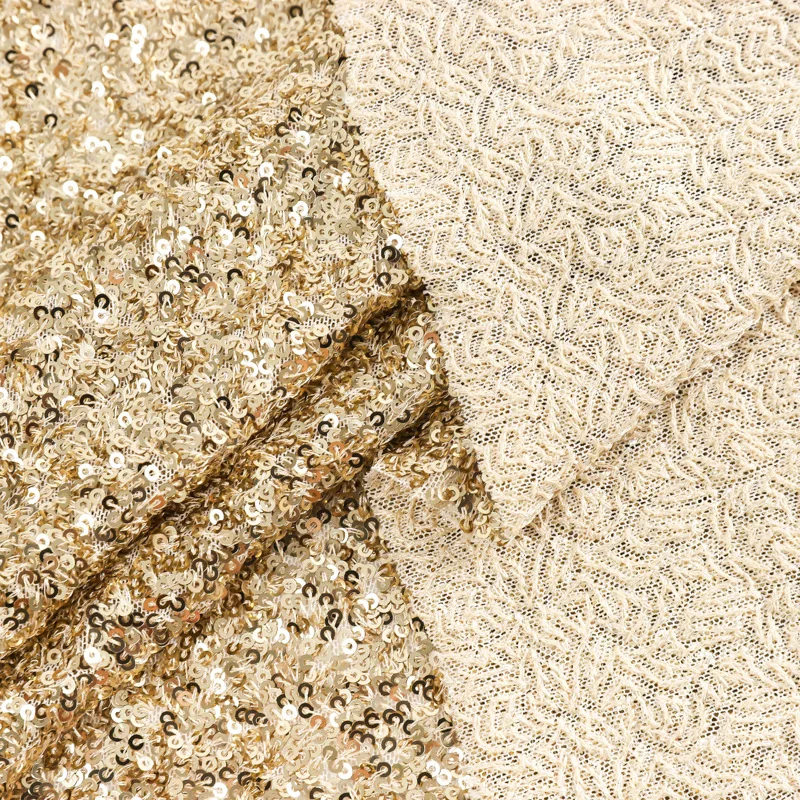 Stretch Sequin Embroidery Fabric Glitter Paillette Lace Cloth for Evening Gown Prom Dress Stage Costume Sewing