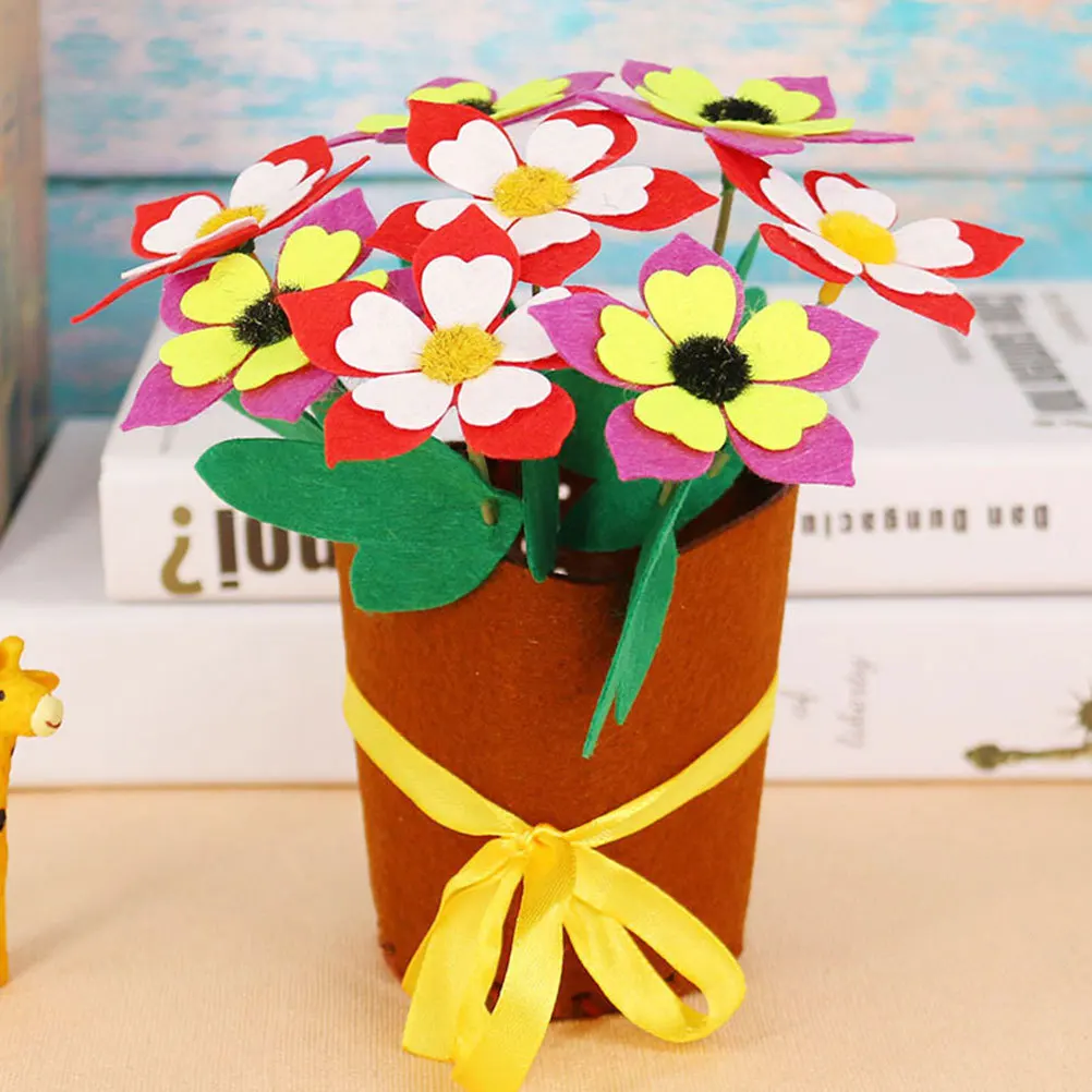 Kit de Material para Vaso de Flores DIY com 8 Peças, Tecido de Feltro Colorido, Criativo para Crianças e Adolescentes, Conjunto de Não-Tecidos para Decoração de Casamento, Presente de Dia dos Namorados, Arte e Artesanato