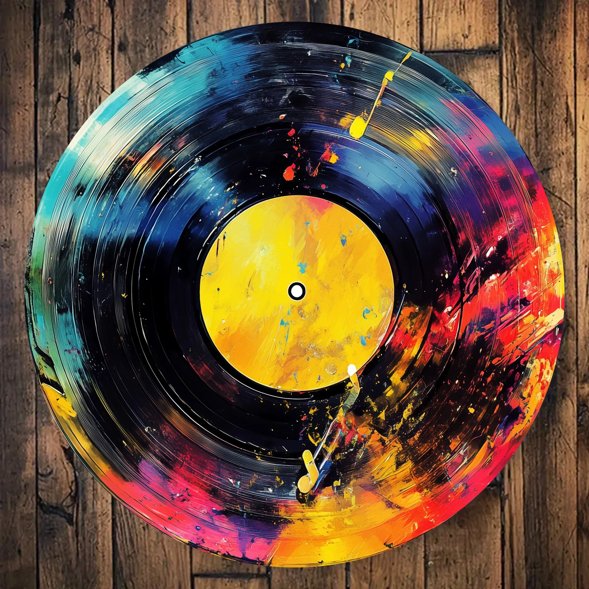 2D Flat - 1pc a 2D Flat Printed Round Metal Sign Measuring 20X20 Cm, Designed Like a Vinyl Record. This Retro-Style Sign Is Uv-R