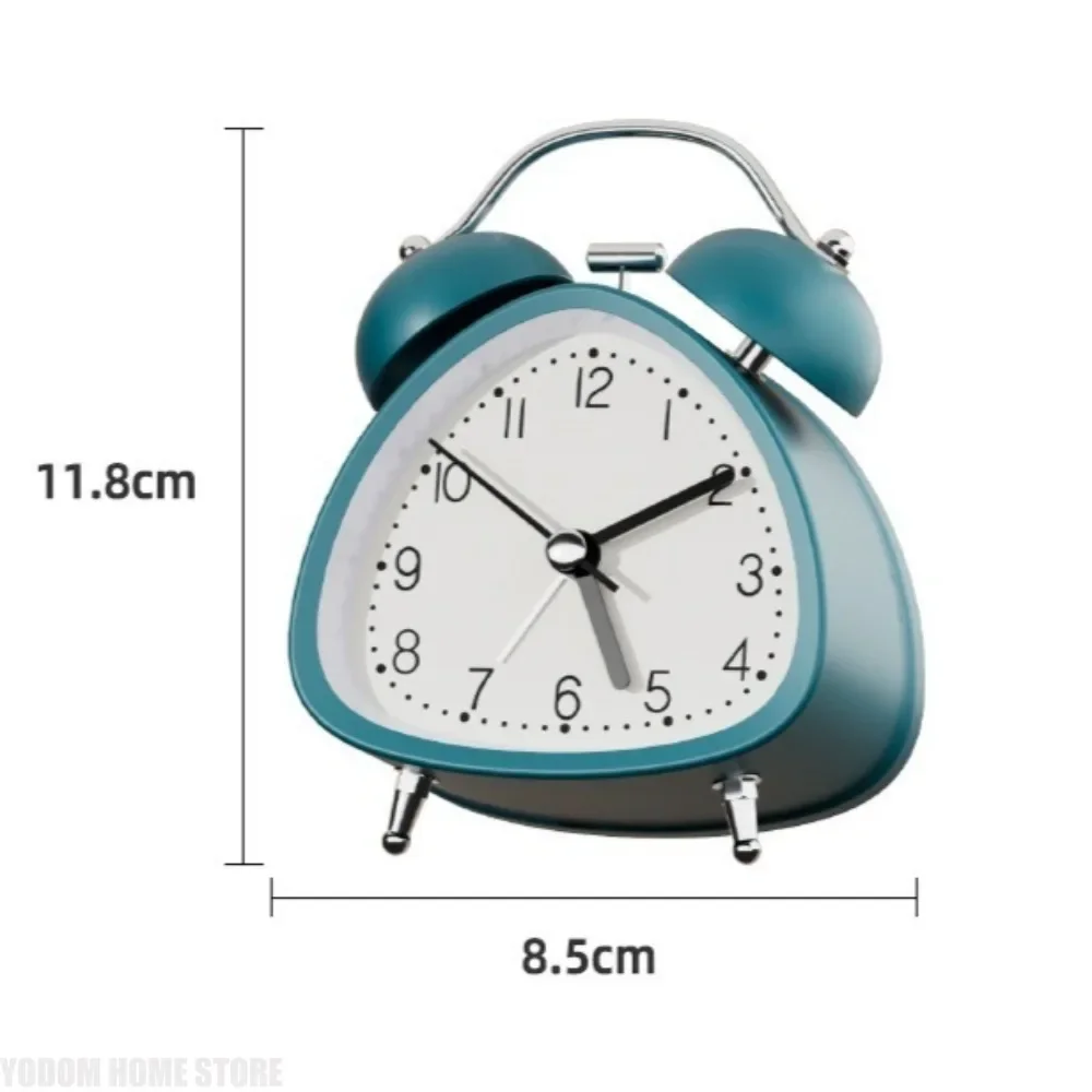 Clock Retro Alarm Mechanical Double Bell Home Office Desktop Metal Alarm Clock Desk Table Analog Clock Silent With Night Light