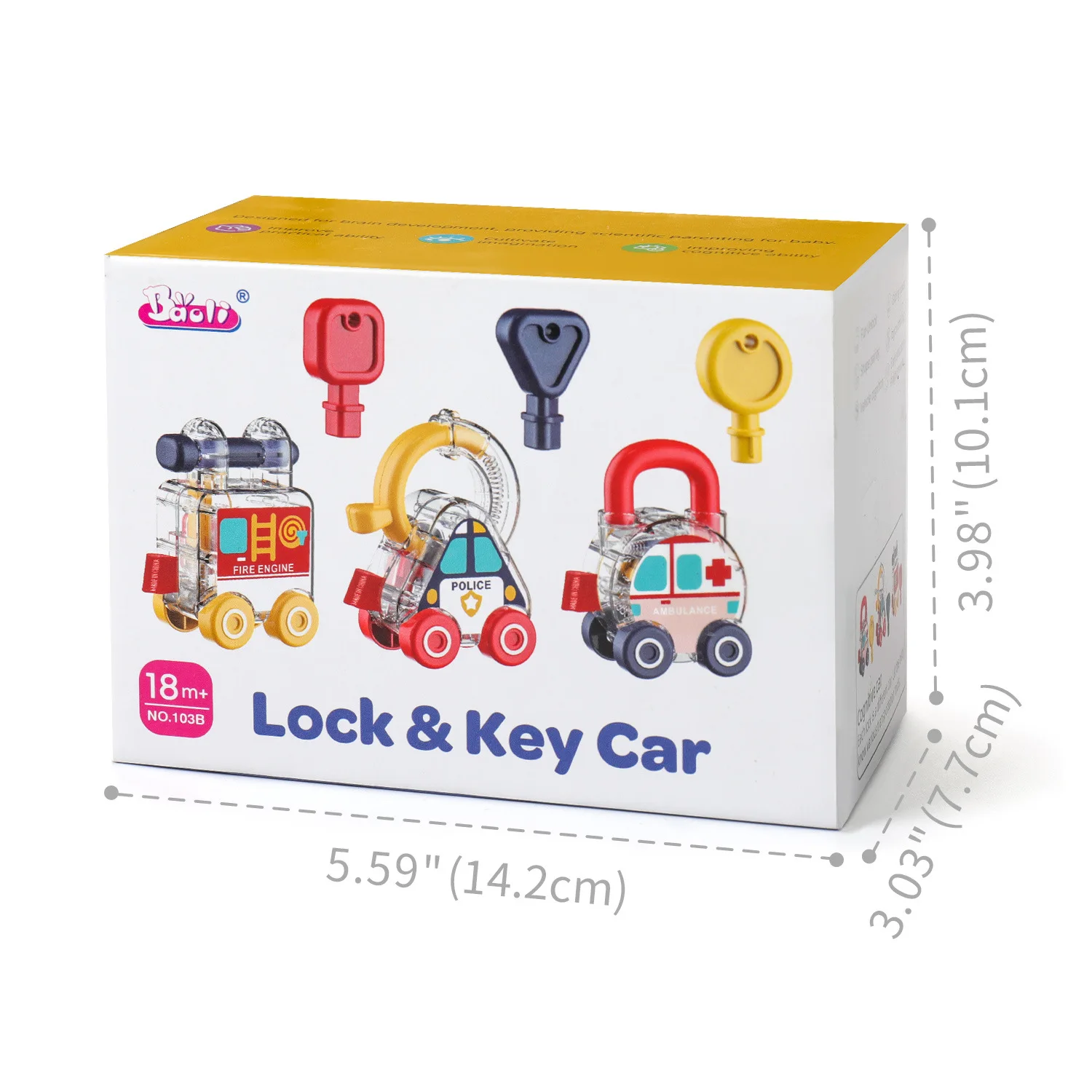 Toddler Key Matching Unlock Car Set, Transparent Police Fire Ambulance Emergency Vehicles, Fine Motor Educational Toy for 3+ Kid - view 5