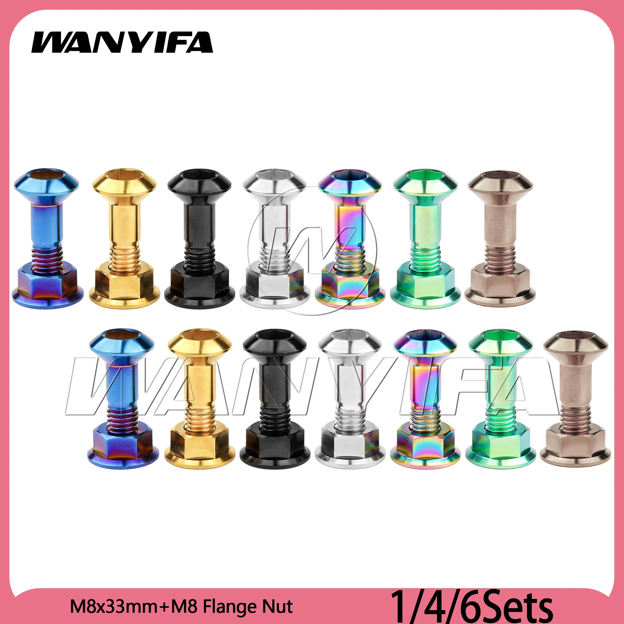 

Wanyifa 1/4/6Sets M8x33mm Titanium Bolts Sprocket Motorcycle Rear Chain Disc Chainwheel Chain Disk Plate Ti Screw&Nut Kits
