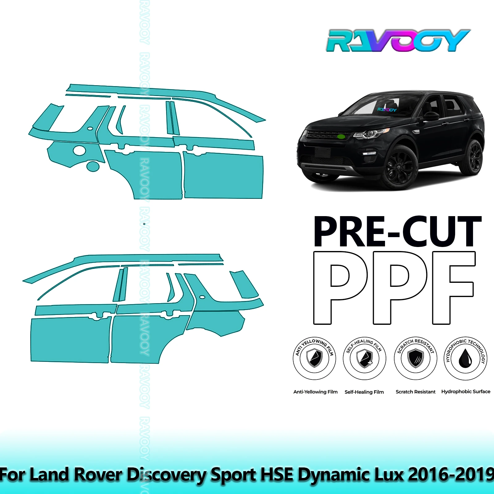 لاند روفر ديسكفري سبورت HSE ديناميكي لوكس 2016-2019 8.5mil باب PPF مسبق القطع ومجموعة عمود A/B مجموعة طبقة حماية الطلاء من البولي يوريثان #1