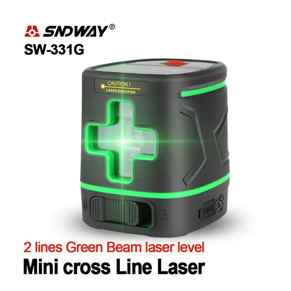 SNDWAY Laser Level 2 Lines 360 Rechargeable Battery Green Beam Self Leveling Level Laser 3D Vertical Horizontal Measuring Tools