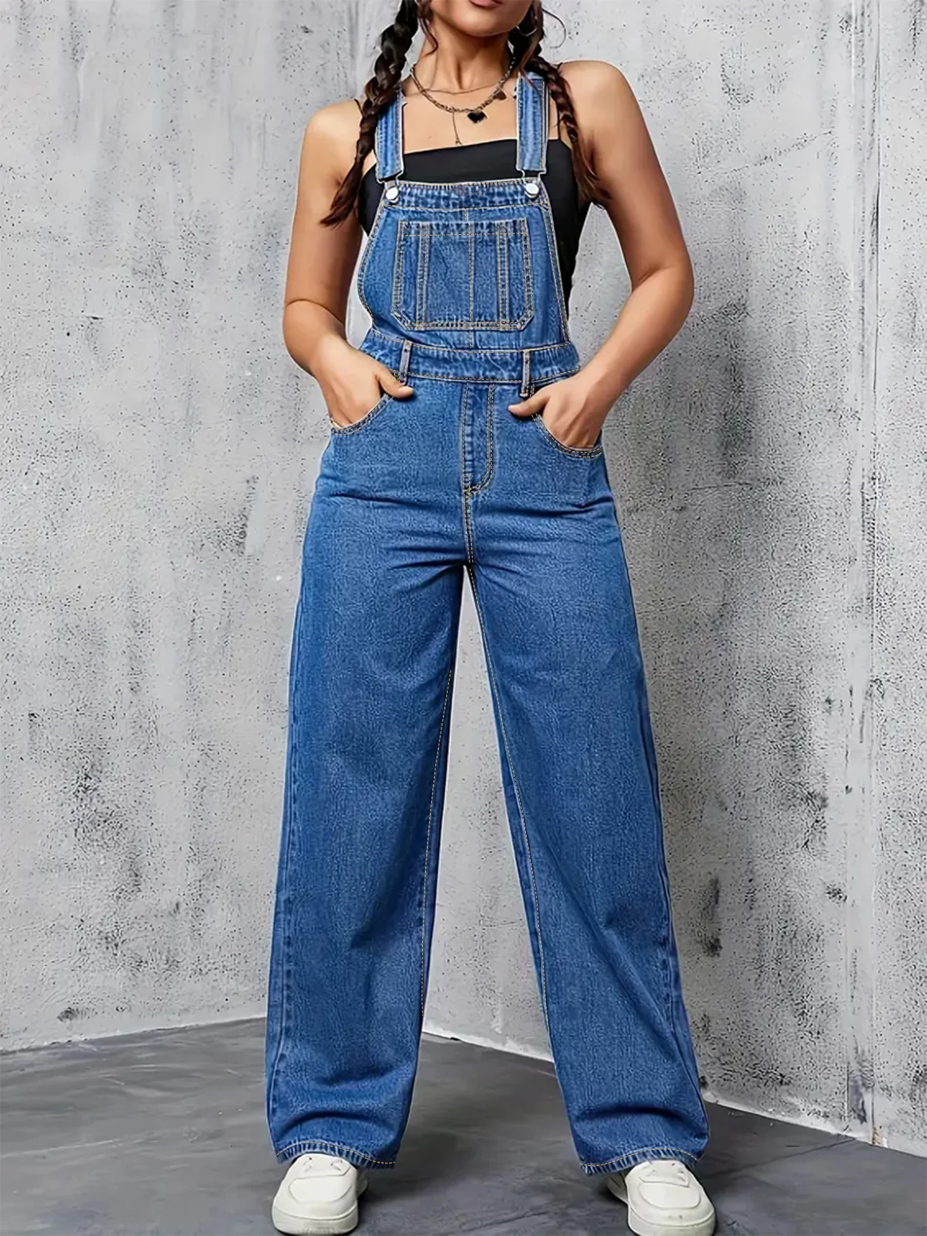 Plus size feminino solto macacão calças jeans casual wear todas as estações lavado elástico plus size macacão jeans feminino