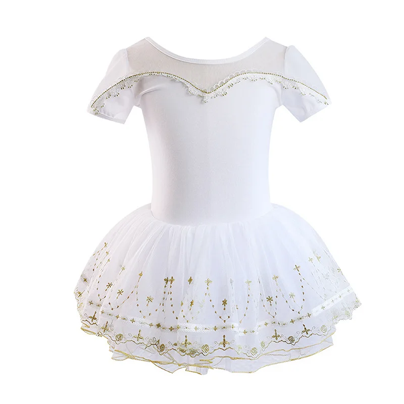 ชุดบัลเล่ต์เด็กผู้หญิง แต่งเลื่อม กระโปรงบัลเล่ต์เจ้าหญิง ปักลาย ชุดยิมนาสติก กระโปรงบัลเล่ต์ทรงหงส์