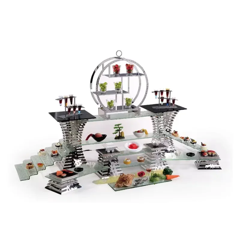 Triple Tier Stainless Steel Buffet Server Deluxe Silver Cake Stand for Wedding Party Event Food Display Tabletop Catering