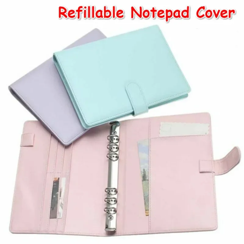 Simple New A5/A6 Macaron Multi-function Handbook Universal Manual Business Leather Ring Loose-leaf Notebook Office Supplies