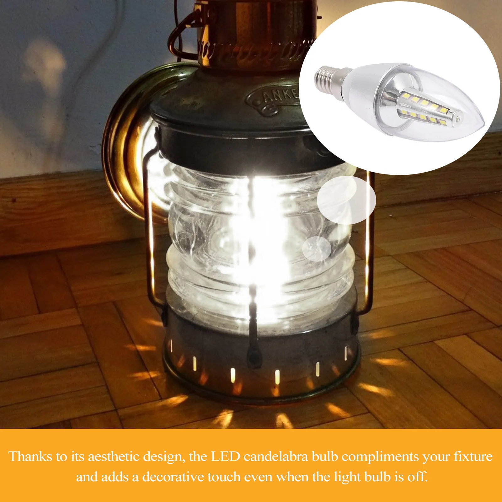 LED Chandelier Bulbs 2 Pack E14 Base 5W Energy Saving Decorative Candelabra Lamp Replacement