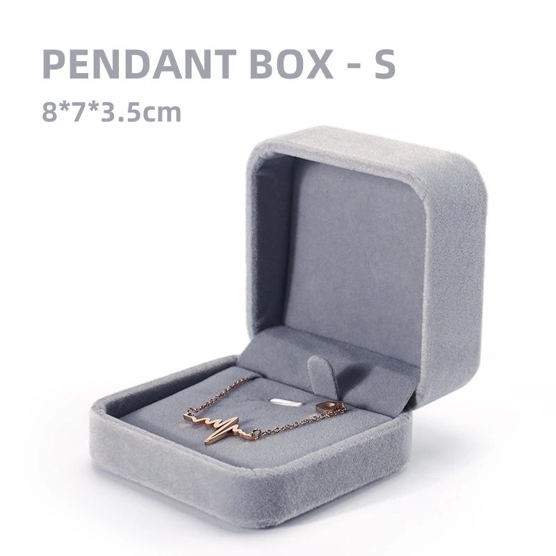 Zarte graue Samt-Serie Schmuckschatulle, Ringbox, Armband, Armreif, Halter, Anhänger, Halskette, Aufbewahrung, Organizer, Schmuck-Geschenkbox – Detail 11