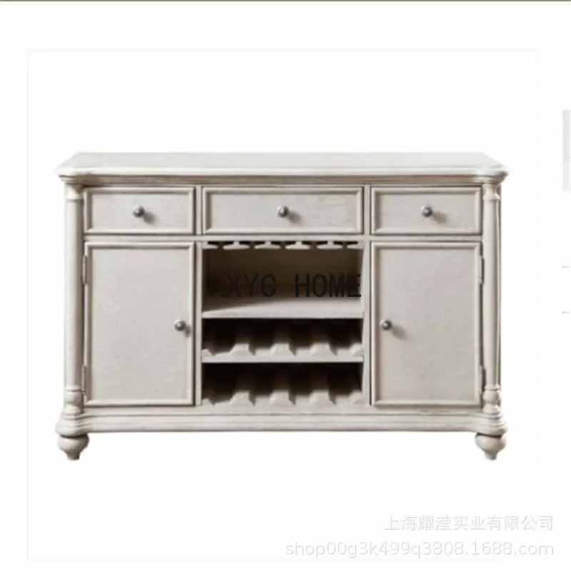 

Solid Wood Wine Cabinet Living Room Vintage Engraving Double Door Locker Tea Cabinet Dining Room Storage Cabinet Cupboard