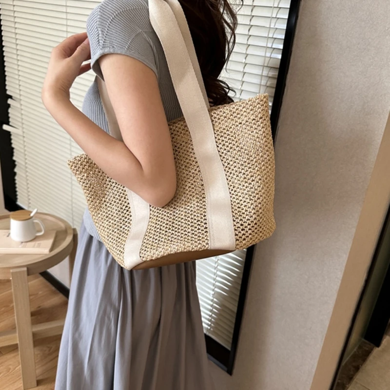 

Модные полые соломенные сумки через плечо для дня на пляже или повседневной прогулки