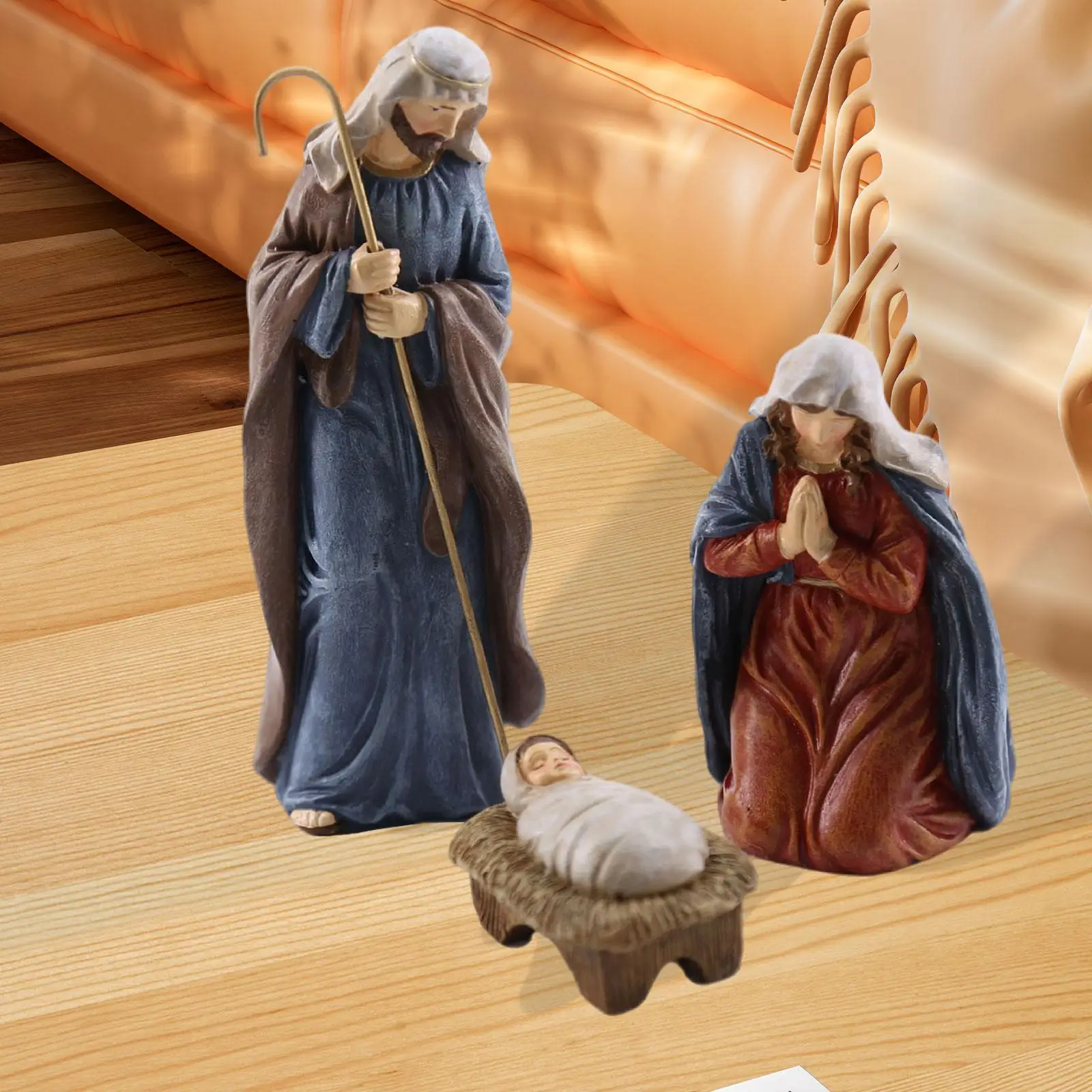 

Christmas Nativity Figurines Resin Sculptures for Living Room Desk Bedroom