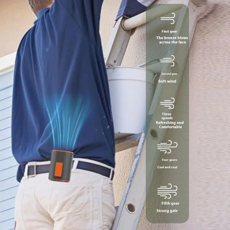 U1JE متعددة الوظائف مروحة تبريد يمكن ارتداؤها 5 سرعات الخصر جبل التبريد مروحة الخصر