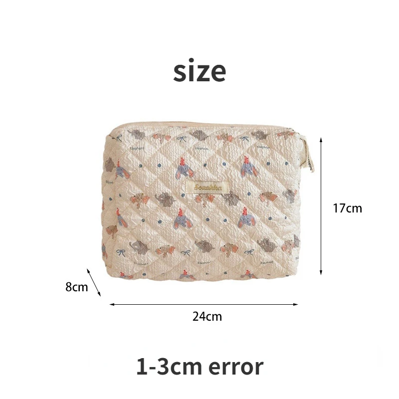 Cute Cartoon Women\'s Cosmetic Bags Portable Ladies Travel Storage Bag Makeup Case Quilted Design Female Zipper Clutch Handbags