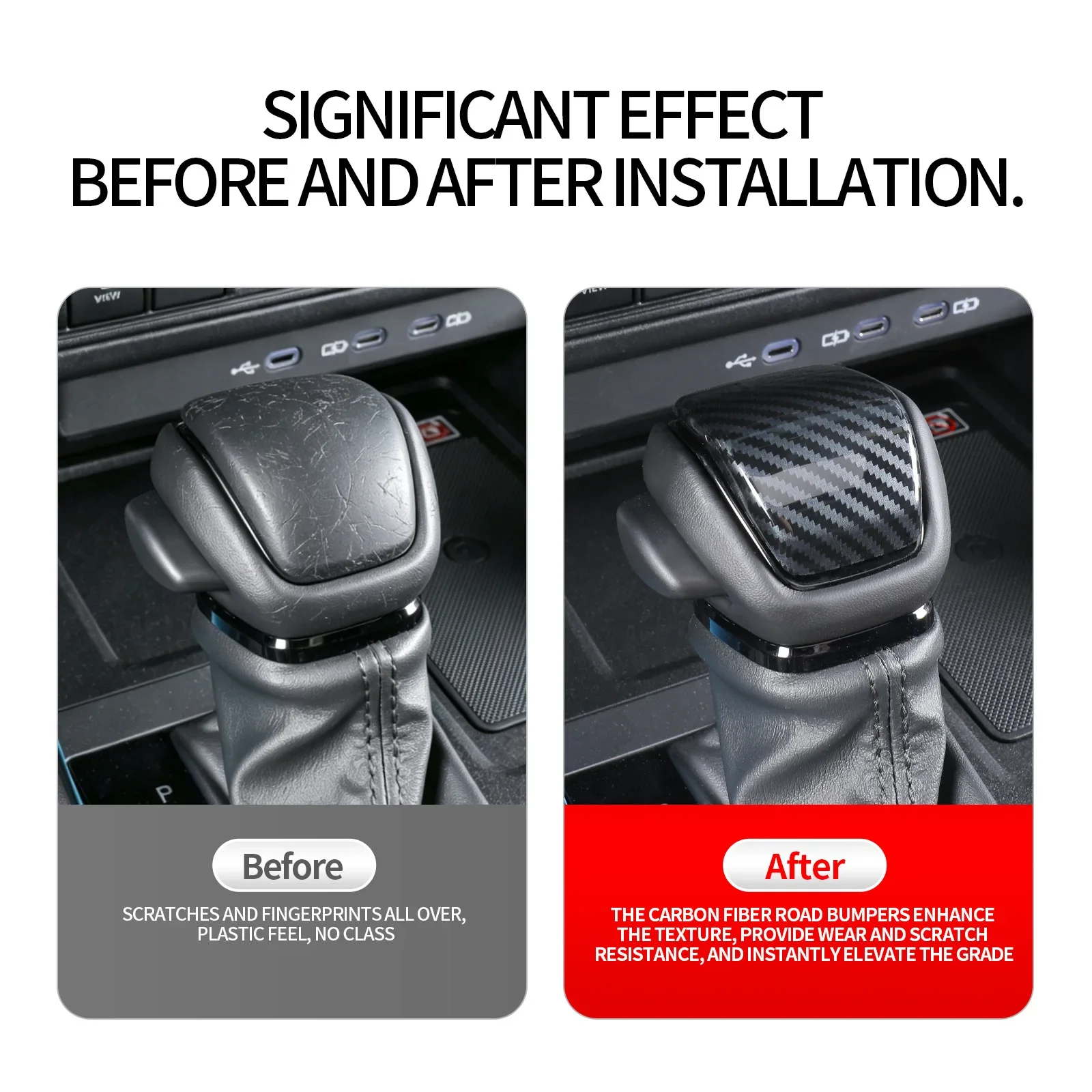 Car All-inclusive Gear Head Decorative Cover Glossy Carbon Fiber Texture Gear Shift Knob Decor Accessories For Toyota Hilux 2026 detail image 4