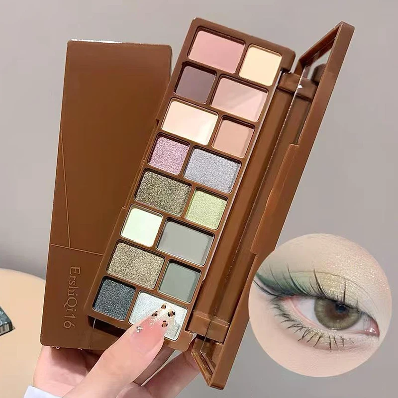 16 لون الليمون الأصفر ظلال العيون بيرليسسينت ماتي لون الأرض ظلال العيون مقاوم للماء كونتور العين مشرق عينيه طقم مكياج #4