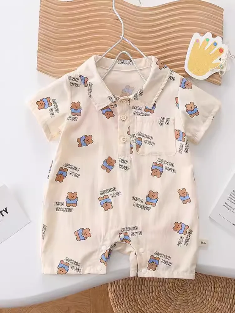 

Summer Outfit for Babies Pure Cotton Onesie Thin ort Sve Cute Design for Boys Ideal for Outdoor Climbing Activities