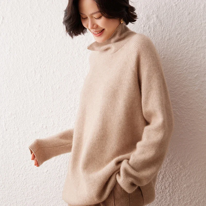 WinvyNee Cashmere Sweaters Women Long Sleeve Turtleneck Wool Casual Loose Thick Jumpers Solid Knitwear Pullover Winter A1044053