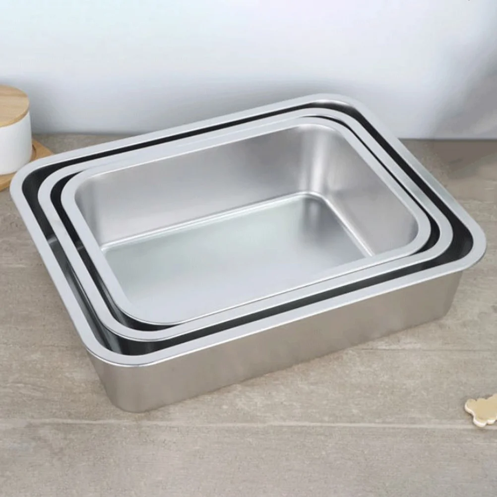 

Heavy Duty Stainless Steel Buffet Tray Deep Food Holding Pan for Canteen Catering Serving Dish Commercial Kitchen Use