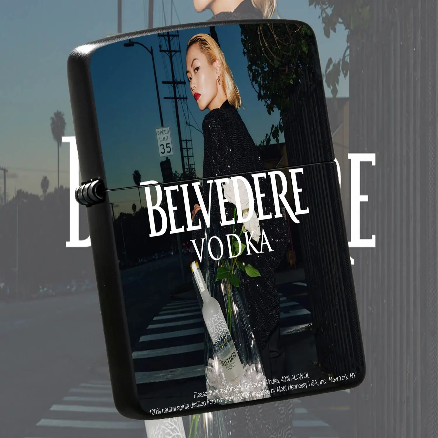 Trendy Belvedere Vodka Co-Branded Printed Lighter, Suitable For Daily Outings, Street Check-Ins, Gatherings, Parties And All Scenarios, Portable Practical Daily Item With Stylish Vibe, Durable Premium Gift For Personal A Humorous And Intere