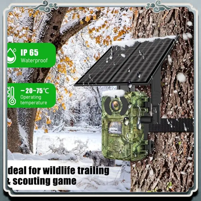 4G Sim Card LTE Cellular 4W Solar 7800Mah Battery Hunting Trail Motion Activated Night Vision 4MP IP66 Camera(US) Durable