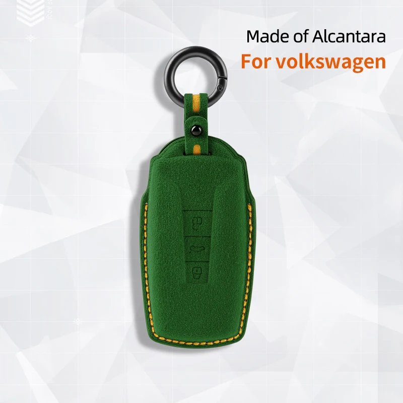 Alcantara High-quality Car Remote Key Case Cover Shell For VW Volkswagen 2018 - 2021 Touareg 3 Button Keychain Accessories