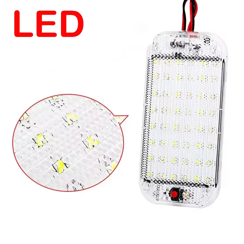 

Ultra-Thin 12V 24V LED Interior Light Bar for Car Truck Van RV Camper 48 LED Dome Map Reading Lamp Easy Install