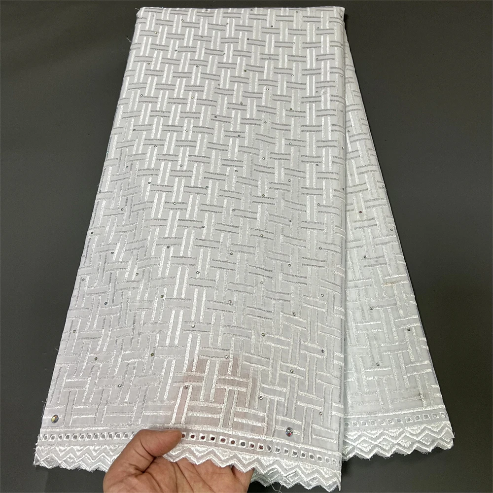 

2025 африканский нигерийский тюль, кружевная ткань для шитья платья, высокое качество, чистая вышивка, свадебная вечеринка, дамасский хлопок, 5 ярдов, ZJ007