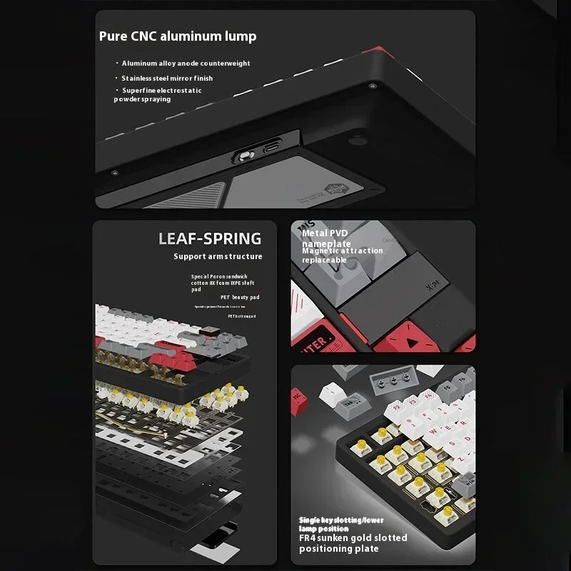 BEE مع لوحة مفاتيح ميكانيكية T & L X80 ، لوحة مفاتيح الألعاب اللاسلكية ، سبائك الألومنيوم ، ملحقات المبادلة الساخنة ، 3 أوضاع ، 47 mAh