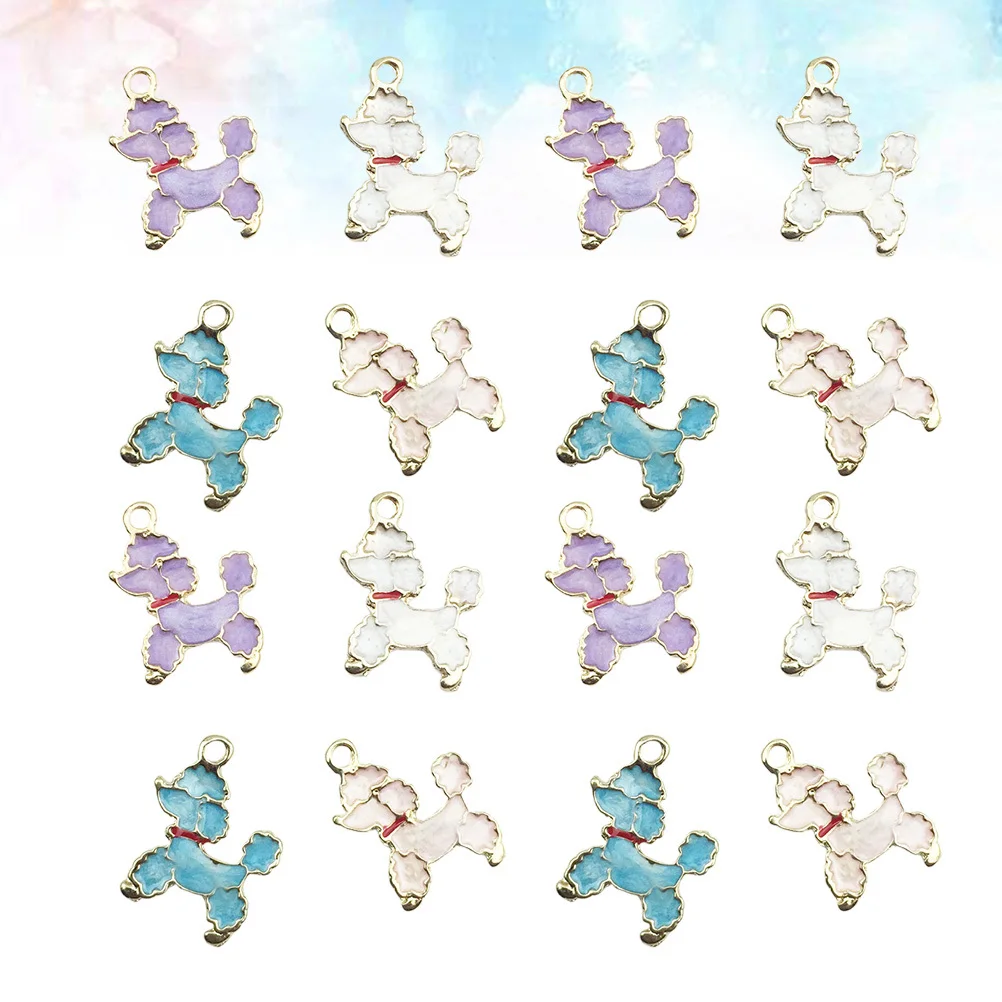 

40pcs Alloy Pendant Charms Diy Jewelry Making Supplies Necklace Bracelet Keychain Decor Poodle Dangle Charms Set Mixed Pink Blue
