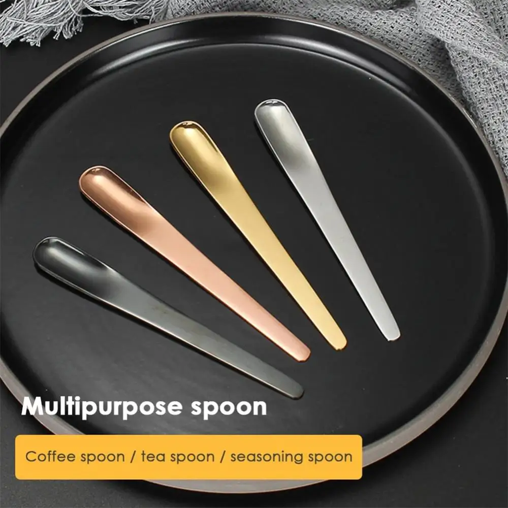 5pcs/lot Coffee Spoon Stainless Steel Flat Spoon For Dessert Small Coffee Scoop Mixer Stirring Bar Spoon Kitchen Tableware