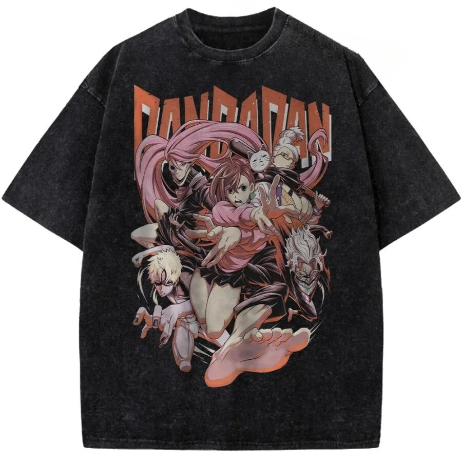مومو أيأسه توربو الجدة أنيمي Dandadan الرجال النساء قصيرة الأكمام تي شيرت ريترو غسلها تيز عادية القطن المتضخم Harajuku القمم #2
