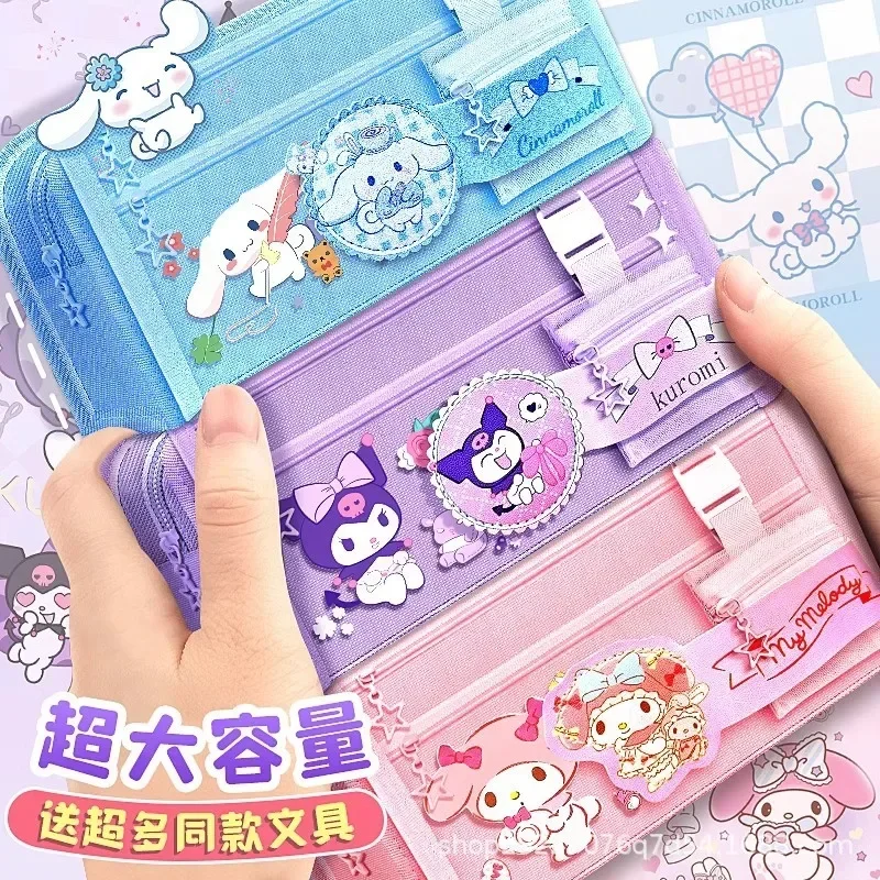 Sanrio My Melody Anime Cinnamoroll bolsa para bolígrafos para estudiantes lindo dibujo animado Kuromi estuche de papelería para lápices de gran capacidad regalos para niños