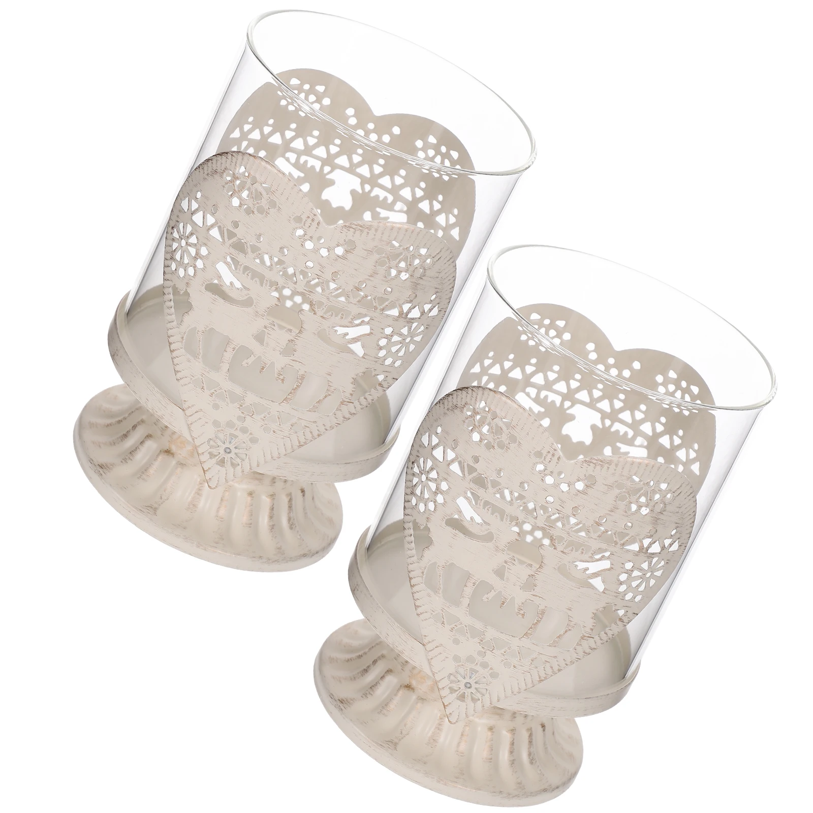 

2Pcs Delicate Stand Heart Style Desktop Holder Romantic Home Decor Desktop Candleholder Decorative Candleholder
