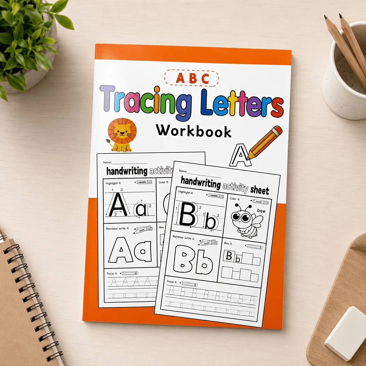 32-Page A-Z Letter Tracing Book - English Alphabet Uppercase and Lowercase Letters for English Language Learning and Cognitive Memory Tracing, Fun Doodling Tracing Book - Includes Coloring - Pinyin Practice - Suitable for 3-Year-Olds - Learning - Home Education and Classroom Supplies - Easter - Christmas Gift - Birthday Gift