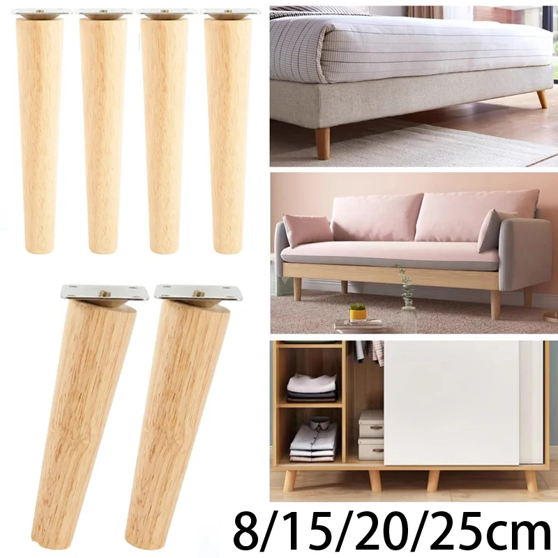 4 szt. Nogi do mebli z litego drewna Sofa Stół Szafa Ukośne/proste nóżki Antypoślizgowe stabilizujące wsparcie Wymiana szafki TV
