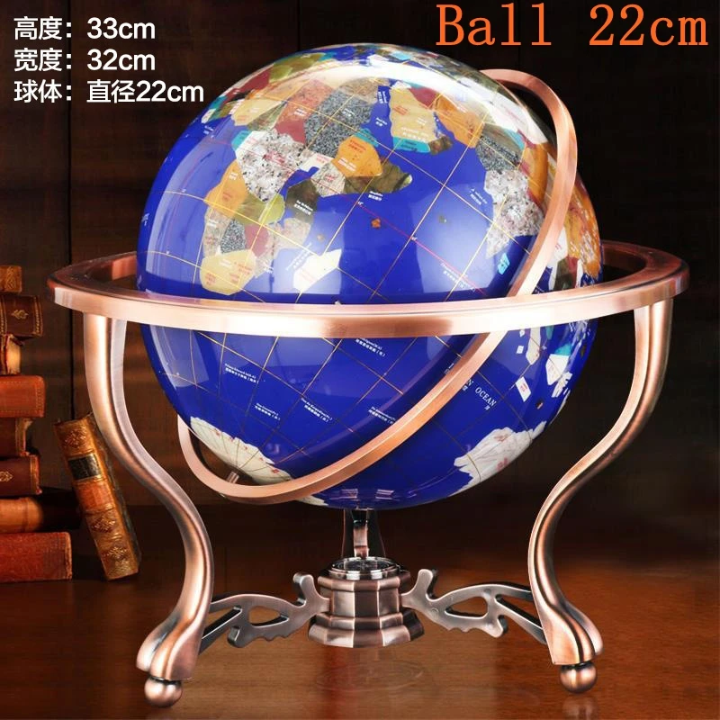 

Wholesale Gemstone Globe Earth,High Quality Gifts,Office Decoration,High End World Map Metal Support,Sphere Size 15CM 22CM 33CM