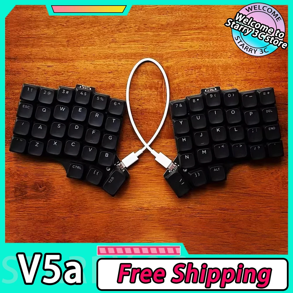 

Низкопрофильная разделенная клавиатура V5a, проводная, 54 клавиши, RGB, индивидуальная эргономика, поддержка QMK VIAL, комплект разделенной клавиатуры, аксессуары для ПК и геймеров