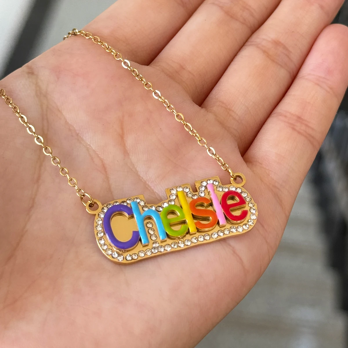 Stainless Steel Custom Name Necklace Colored Enamel Nameplate Necklace For Men And Women's Party Anniversary Gift Jewelry