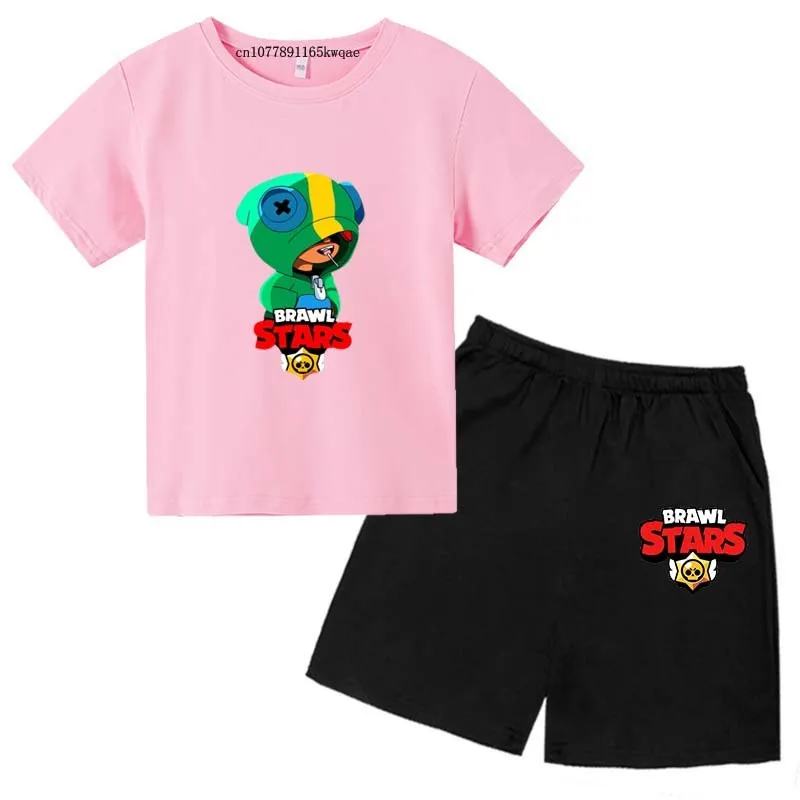 stars Kids Summer Cute 2pcs Short Sleeve O-neck T-shirts+Pants Suits 3-13 Years Boys Girls Outfits Children Clothes