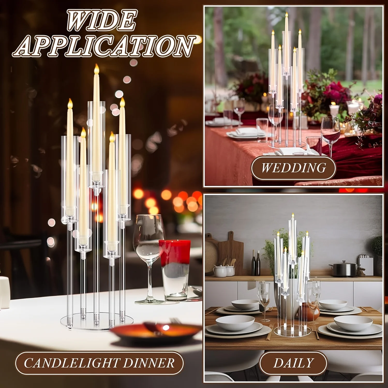 

4 Pcs Acrylic Candelabra Centerpieces Clear Candle Holder Crystal 5 Arm Candlesticks Holder With Acrylic Shade For Wedding Dinne