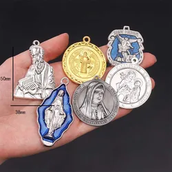 New religious big cross pendant medal Jesus figure pendant connector catholic big rosary catholic medal