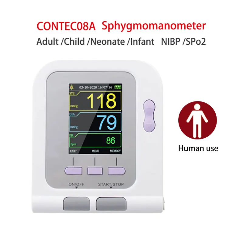 

CONTEC08A Digital Sphygmomanometer Electronic Blood Pressure Monitor SPO2 NIBP Machine Adult Child Baby with Software Wholesale