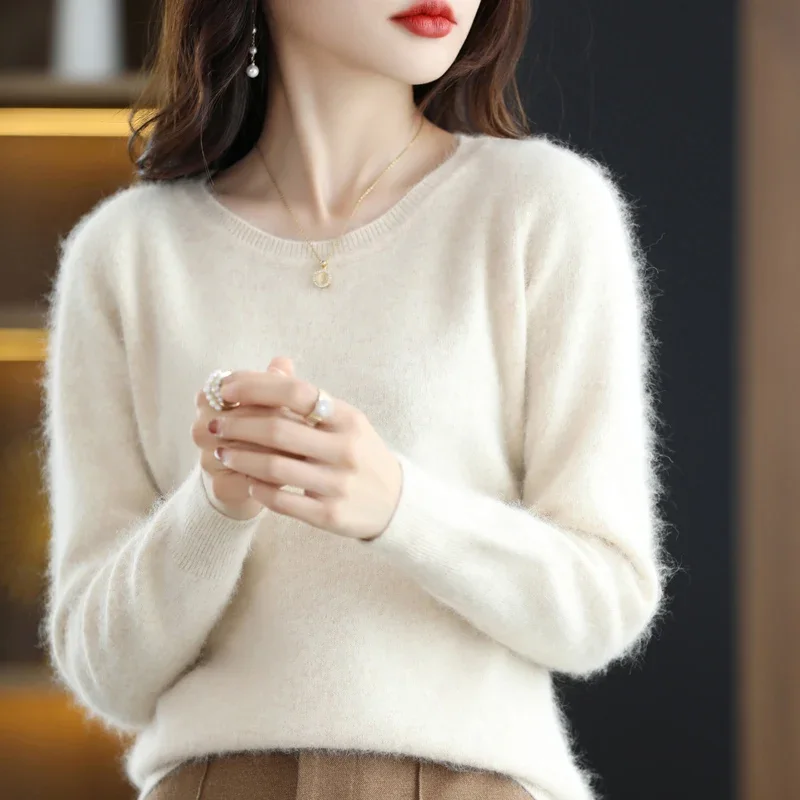 WinvyNee Mink Cashmere Women Clothing Sweater Casual Big O Neck Jumper Soft Warm Pullover Outerwears Tops Autumn Winter A1248011