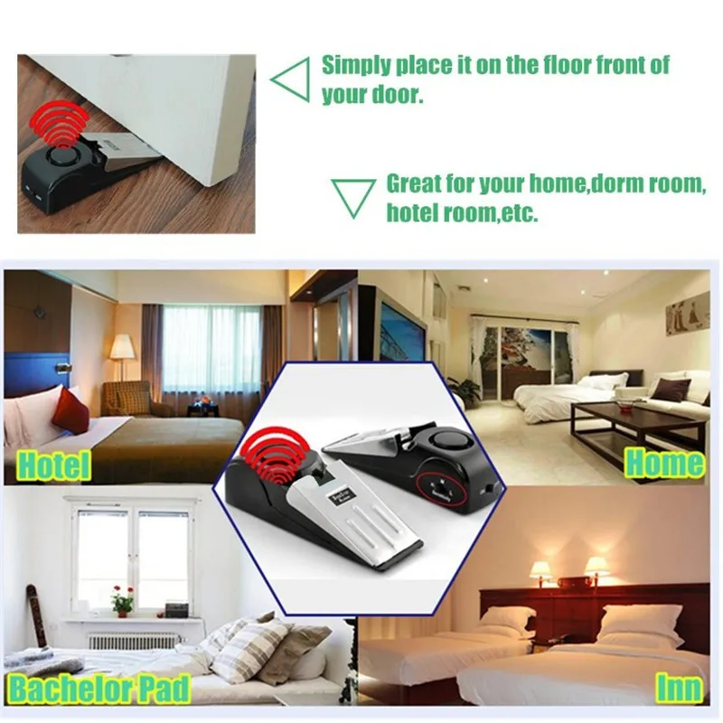 120 ديسيبل لاسلكي توقف الباب سدادة إنذار كتلة حجب نظام مكافحة سرقة نظام توقف ضد السرقة أمن المنزل إسفين على شكل