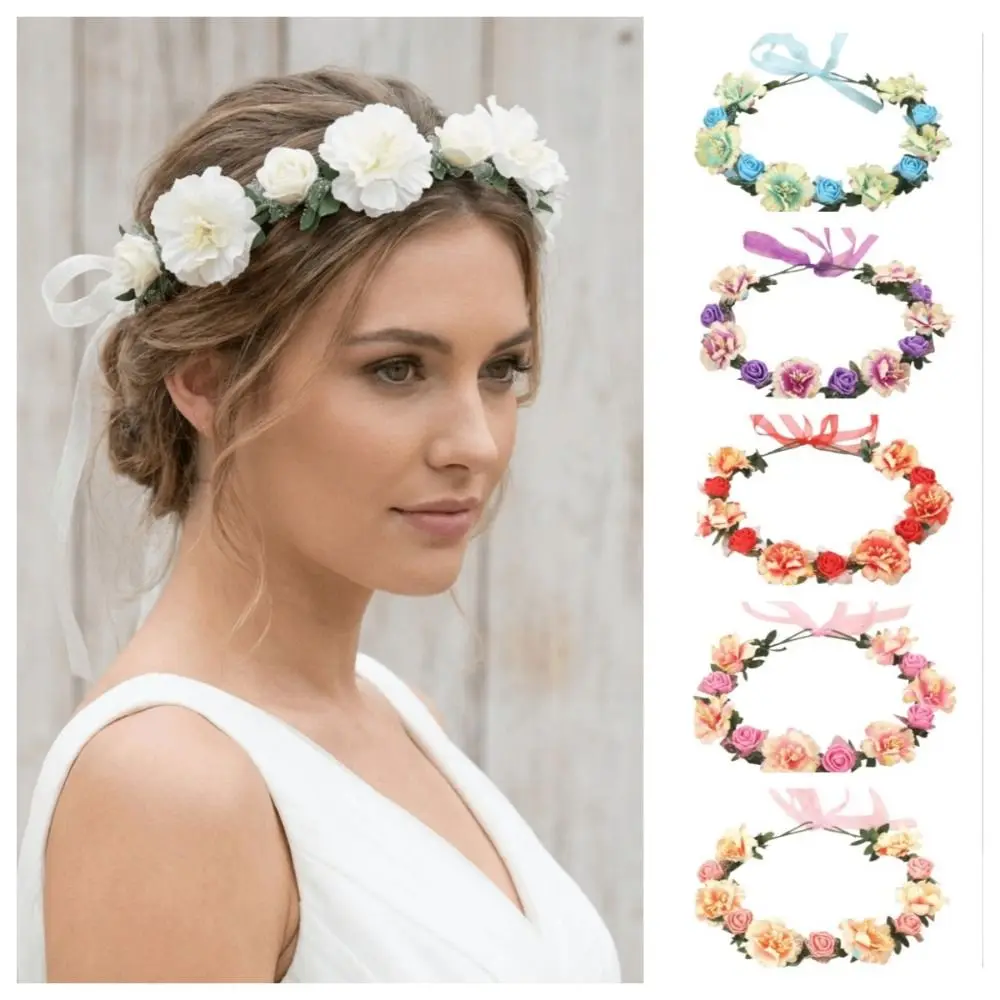 Sweet Simulated Flower Floral Headband Boho Style Garland Wedding Headpiece Hairband Hair Accessories Bridal Wreaths Photo Props